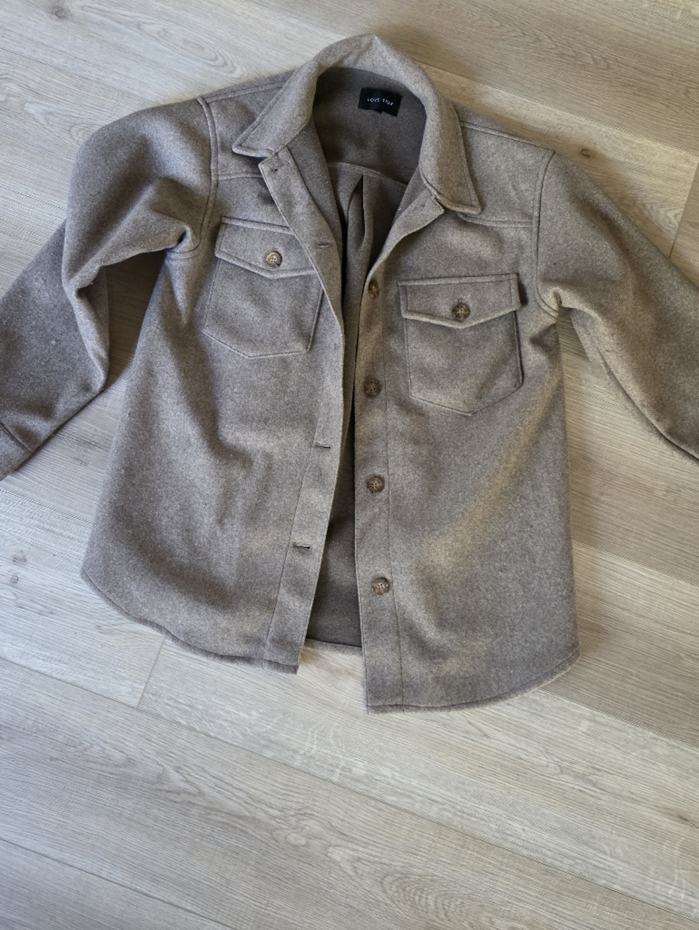 Love Tree Neutral Taupe Button-Up Shacket